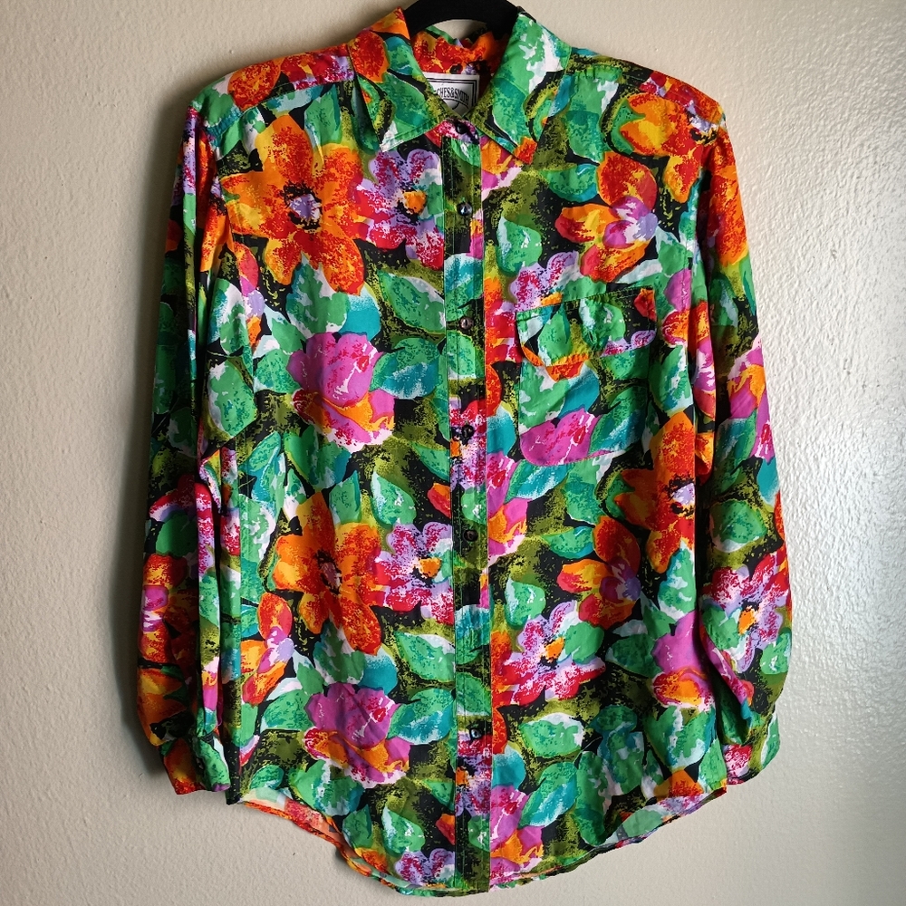 Silk Floral Blouse sz S